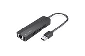 USB Hub - Vention 3-Port USB 2.0 Hub with 100M Ethernet Adapter 0.15M Black USB Hub - USB 2.0 - 5 porte - Svart - CHPBB