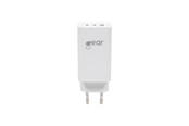 Mobile - Adapters & Chargers - GEAR Charger GAN 220V 2xUSB-C + 1xUSB-A PD 45W + 18W + 3A (total 65W) White - 665088