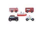 Träleksaker - Bigjigs Wooden Vehicles 5pcs. - BJT064