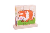 Babyleksaker - Bigjigs Wooden Block Puzzle Pets 10pcs. - BB104