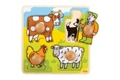 Babyleksaker - Bigjigs Wooden Stud Puzzle Farm 4 pcs. - BJ520