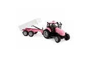 Leksaksbil - Kids Globe Die-cast Tractor with Trailer - Pink - 510241