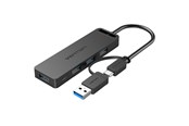 USB Hub - Vention 2-in-1 Interface USB 3.0 Hub with 4 Ports USB-C and USB 3.0 USB Hub - USB 3.0 - 4 porte - Svart - CHTBB