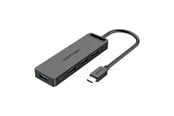USB Hub - Vention Hub 5in1 with 4 Ports USB 3.0 and USB-C cable 0.15m Black USB Hub - USB 3.0 - 4 porte - Svart - TGKBB