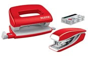 Skrivbordstillbehör - Leitz Häftapparat & Hålslag Set Mini  WOW (EU) Röd - 55612026