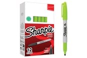 Skriv- och ritverktyg - Sharpie permanente markörer | Fint tips för djärva detaljer | Limegrönt bläck | 12 delar - 2025037
