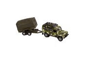 Leksaksbil - Kids Globe Die-cast Land Rover With Army Trailer 27cm - 520027