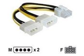 Strömkabel (intern) - DeLOCK - power adapter - 4 pin internal power (12V) to 8 pin PCIe power - 30 cm - 82397