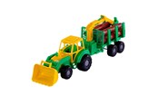 Leksaksbil - Cavallino Toys Cavallino Junior Tractor with Crane Trailer and Wood 46cm - 3016WD01