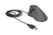 Mus - DeLOCK - vertical mouse - USB - grey black - Vertical mouse - Optic - 5 knappar - Svart - 12527