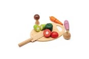 Träleksaker - Classic World Wooden Cutting Vegetables with Knife and Cutting Board - 2825