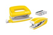 Skrivbordstillbehör - Leitz Häftapparat & Hålslag Set Mini WOW (EU) Gul - 55612016