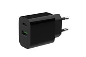 Mobile - Adapters & Chargers - Gembird Universal GaN USB charger QC 3.0 & PD 20W 2-port - Black - TA-UC-PDQC20-01-BK