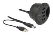 USB Hub - DeLOCK In-Desk Hub USB Hub - 4 porte - Svart - 62868