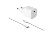 Mobile - Adapters & Chargers - FIXED Snabb Hemladdare USB-C PD 20W+USB-C kabel 1m Vit - FIXC20M-CC-WH