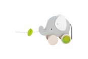 Babyleksaker - Goki Wooden Pull Animal Elephant with Leaf - 54866