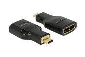 Displaykabel - DeLOCK Adapter High Speed HDMI with Ethernet – HDMI Micro-D male > HDMI-A female 4K black - 65664