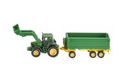 Leksaksbil - SIKU 1:87 John Deere m. Frontlastare och släpvagn - S-1843