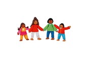 Docka, bamse och tillbehör - Goki Wooden Dollhouse Dolls Flexible Modern Family 4pcs. - 51495