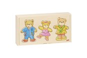 Pusselspel - Goki Wooden Dress Up Puzzle Bears in Wooden Box 36 pcs. Trä - 57811