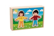 Pusselspel - Goki Wooden Dress Up Puzzle Boy and Girl in Wooden Box 36 pcs. Trä - 57475