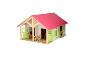 Träleksaker - Kids Globe Horse stable Pink with 2 boxes and storage 1:24 - 610168