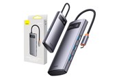 USB Hub - Baseus 4in1 Metal Gleam Series USB-C to 4x USB 3.0 USB Hub - USB 3.0 - 5 porte - Silver - WKWG070013