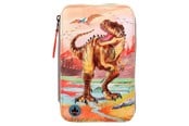 Skoltillbehör - Depesche Dino World Triple Pencil Case LED Khaki Brown - 412381