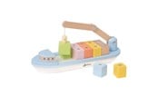 Babyleksaker - Classic World Wooden Block Boat with Crane 13 pcs - 20186