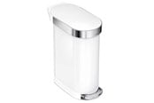 Avfallssortering - Simplehuman 45L smal pedalhink, vit - CW2069