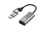 Nätverkskort (adaptrar osv.) - LevelOne USB-0423 2.5 Gigabit Ethernet 2-in-1 USB-C/A Network Adapter - USB-0423