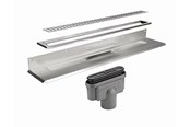 Dräneringsprodukter - Unidrain Complete floor drain against rear wall 1000 mm 10 mm frame Column grate 75 mm vertical outlet housing - 4012.1000