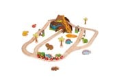 Träleksaker - Bigjigs Wooden Dino Train Set 49 pieces. - BJT035