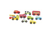 Träleksaker - Bigjigs Wooden Vehicles 9 pcs. - BJT060