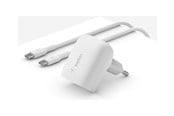 Mobile - Adapters & Chargers - Belkin BoostCharge power adapter - 24 pin USB-C - 20 Watt - MFI Certified - with USB-C to USB-C cable - WCA006VF1MWH-B6