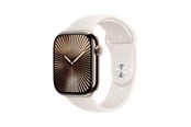 Pulsmätare & Stegräknare - Apple Watch Series 10 GPS + Cellular 46mm - Gold Titanium Case with Starlight Sport Band - S/M - MWYX3QN/A