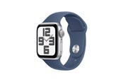 Pulsmätare & Stegräknare - Apple Watch SE GPS 44mm - Silver Aluminium Case with Denim Sport Band - M/L - MXER3QN/A