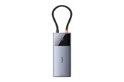 USB Hub - Baseus Hub 6in1 Metal Gleam 2 Series USB-C to 2xUSB 3.0 +USB-C + HDMI + USB-C PD + Ethernet RJ45 USB Hub - Grey - B00061802813-00