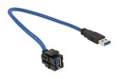 Nätverks tillbehör - DeLOCK Keystone Module USB 5 Gbps type-A female 250° to type-A male 0.5m black - 86375