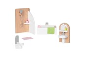 Docka, bamse och tillbehör - Goki Wooden Doll Furniture Bathroom 10 pieces. - 51492