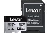 Flashram & USB Flash Drives - Lexar Professional Silver Plus MicroSD/SD - 205MB/s - 128GB - LMSSIPL128G-BNANG