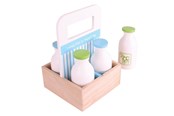 Träleksaker - Bigjigs Wooden Box with Milk Bottles 5 pcs. - BJ453