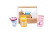 Träleksaker - Bigjigs Wooden Box with Dairy Products 7 pcs. - BJ456