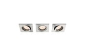Lampor - Philips DONEGAL recessed downlight, square, 3-pack, brushed steel - 915005424731