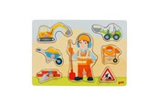 Pusselspel - Goki Wooden Stud Puzzle Construction Worker 8 pcs Trä - 57406