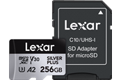 Flashram & USB Flash Drives - Lexar Professional Silver Plus MicroSD/SD - 205MB/s - 256GB - LMSSIPL256G-BNANG