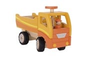 Träleksaker - Goki Wooden Dump Truck Orange with Swivel Wheels - 55940