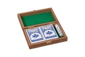 Brädspel - Goki Wooden Playing Card Box with 5 Dice and 2 Sets of cards - 56308