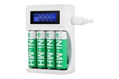 Battery - Deltaco battery charger - with battery - 4 x AA type - C704A4-4xAA