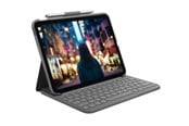 Tangentbord - Logitech Slim Folio - keyboard and folio case - AZERTY - French - oxford grey Input Device - Tastatur & Folio set - Fransk - Grå - 920-011425